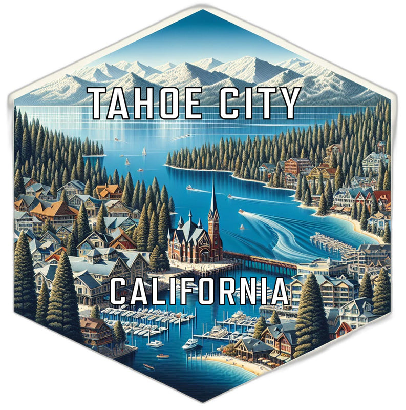 Tahoe City California Souvenir Travel Destination Die Cut Hexagon Fridge Magnet 6-Inch