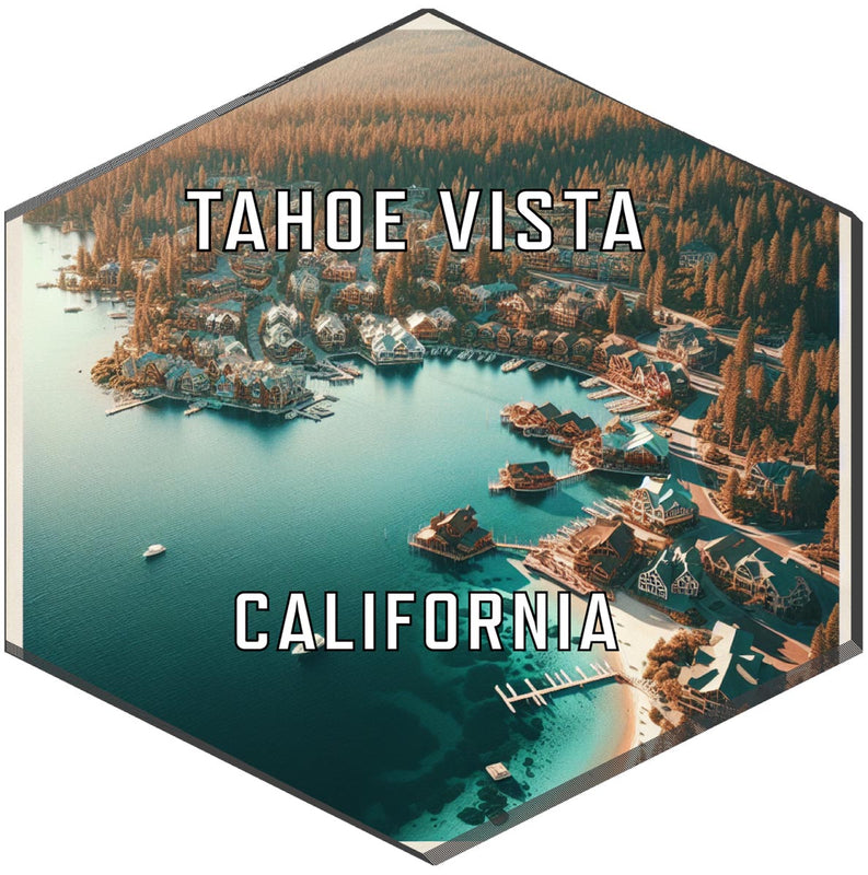 Tahoe Vista California Souvenir Travel Destination Die Cut Hexagon Fridge Magnet 2-Inch