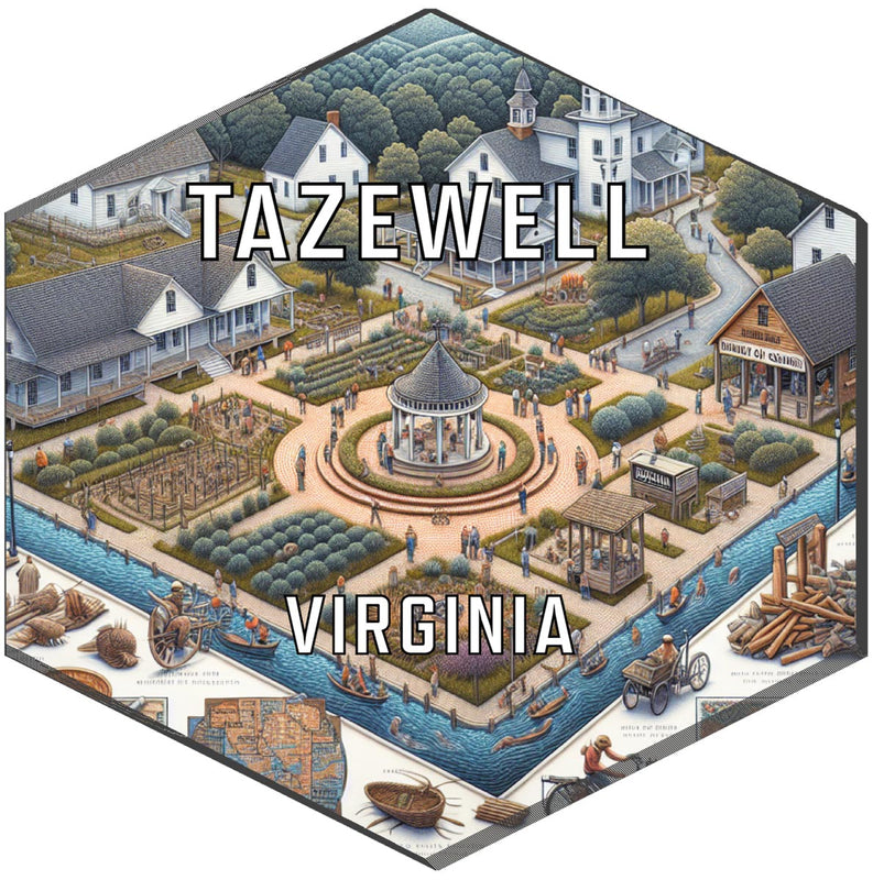 Tazewell Virginia Souvenir Travel Destination Die Cut Hexagon Fridge Magnet 2-Inch