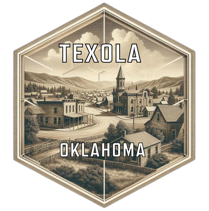 Texola Oklahoma Souvenir Travel Destination Die Cut Hexagon Fridge Magnet 2-Inch