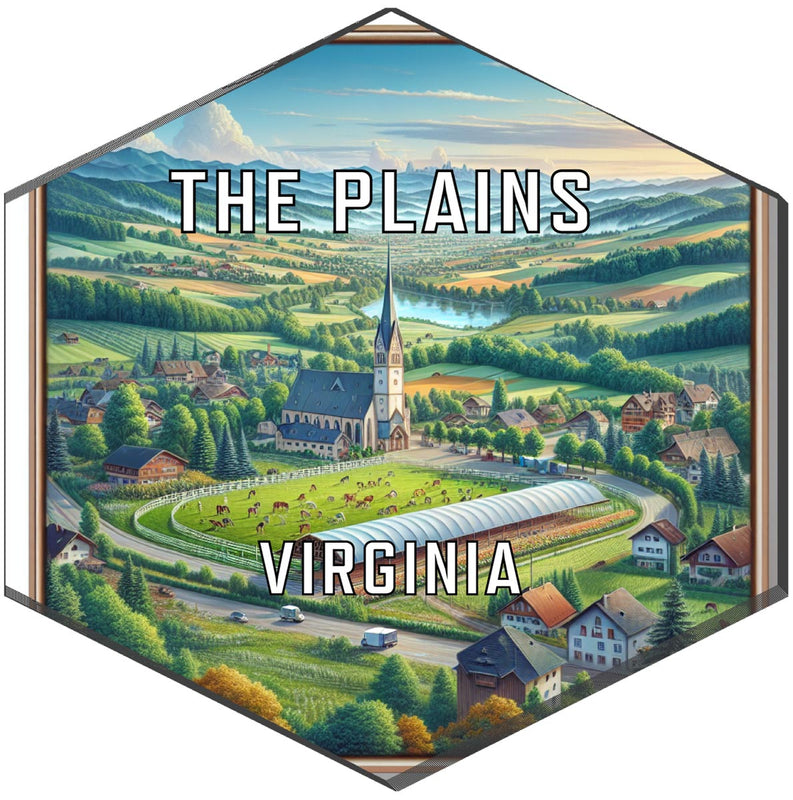 The Plains Virginia Souvenir Travel Destination Die Cut Hexagon Fridge Magnet 2-Inch