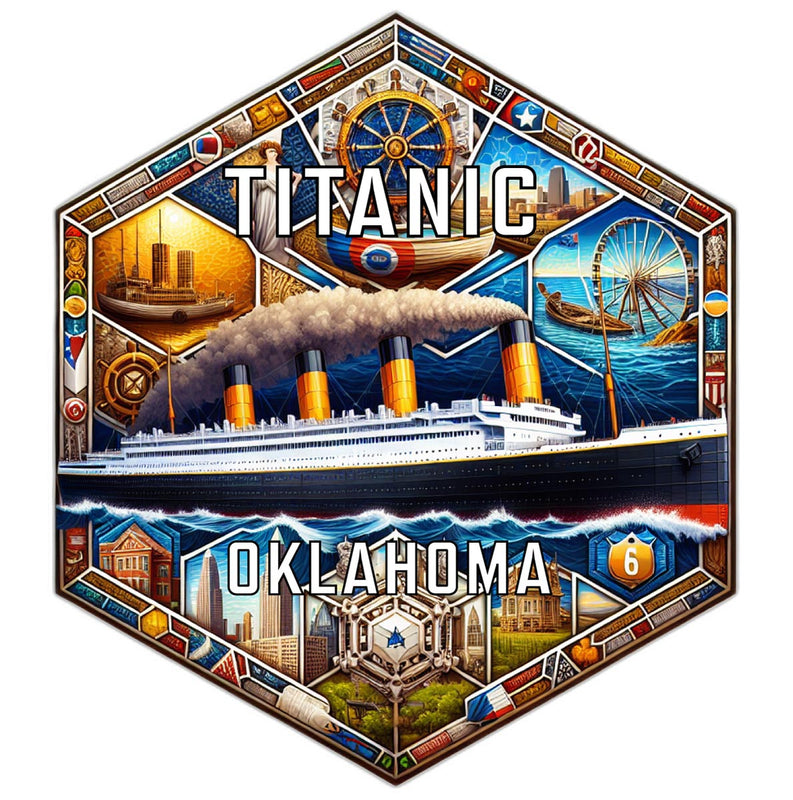 Titanic Oklahoma Souvenir Travel Destination Die Cut Hexagon Fridge Magnet 2-Inch