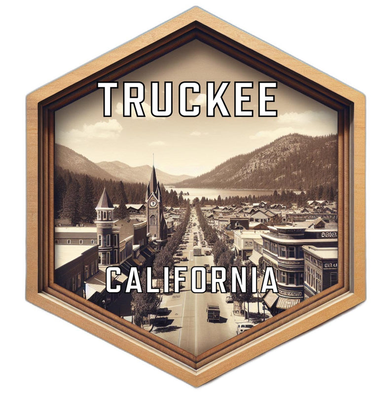 Truckee California Souvenir Travel Destination Die Cut Hexagon Fridge Magnet 2-Inch