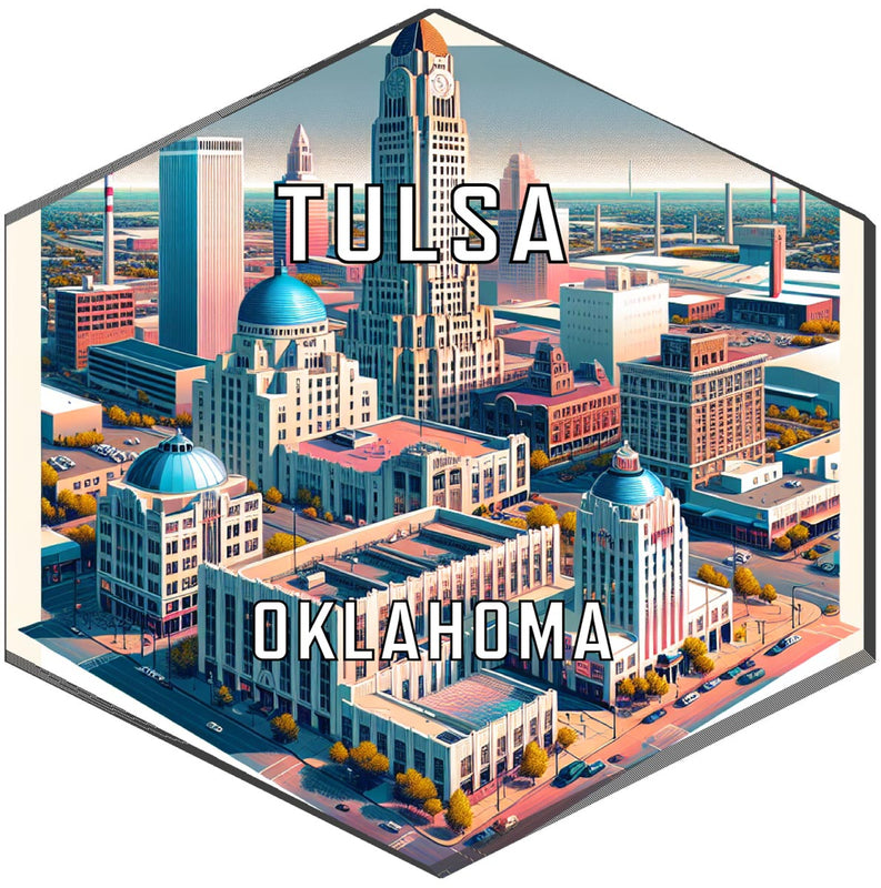 Tulsa Oklahoma Souvenir Travel Destination Die Cut Hexagon Fridge Magnet 2-Inch