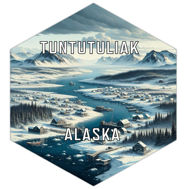 Tuntutuliak Alaska Souvenir Travel Destination Die Cut Hexagon Fridge Magnet 2-Inch