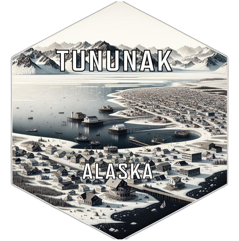 Tununak Alaska Souvenir Travel Destination Die Cut Hexagon Fridge Magnet 2-Inch