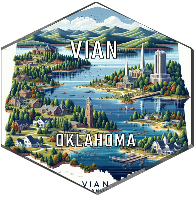 Vian Oklahoma Souvenir Travel Destination Die Cut Hexagon Fridge Magnet 2-Inch