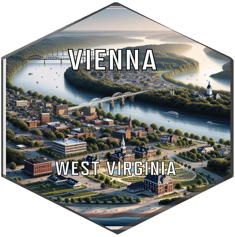 Vienna West Virginia Souvenir Travel Destination Die Cut Hexagon Fridge Magnet 6-Inch