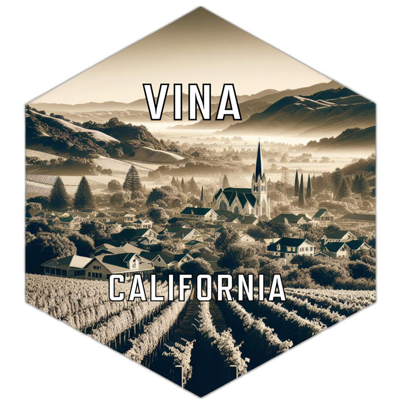 Vina California Souvenir Travel Destination Die Cut Hexagon Fridge Magnet 2-Inch