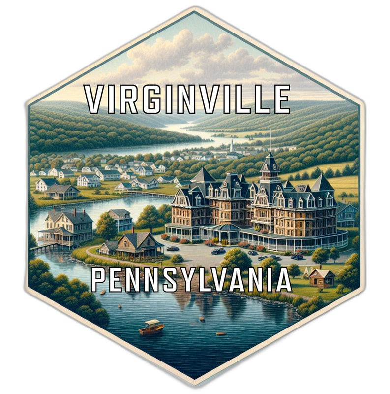 Virginville Pennsylvania Souvenir Travel Destination Die Cut Hexagon Fridge Magnet 2-Inch