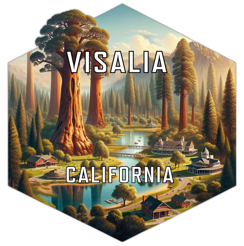 Visalia California Souvenir Travel Destination Die Cut Hexagon Fridge Magnet 2-Inch