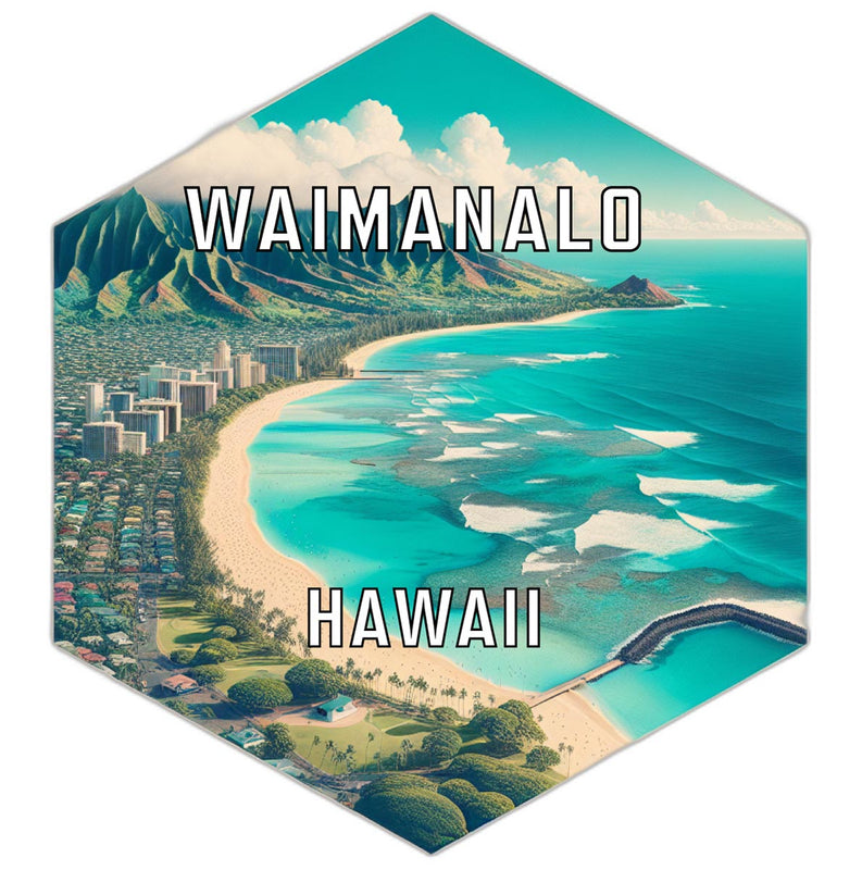 Waimanalo Hawaii Souvenir Travel Destination Die Cut Hexagon Fridge Magnet 2-Inch
