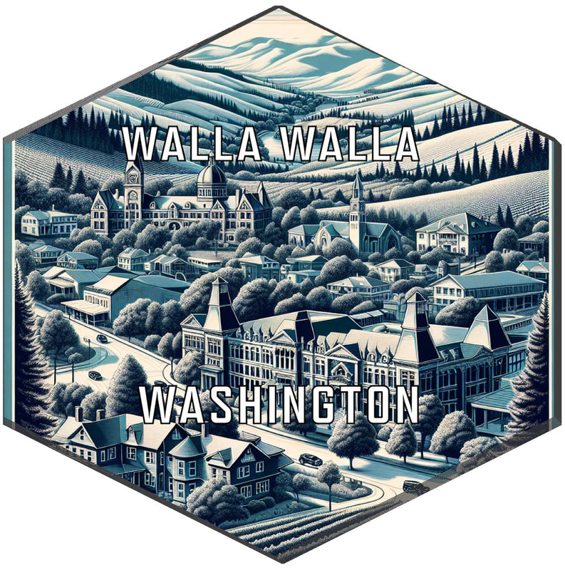 Walla Walla Washington Souvenir Travel Destination Die Cut Hexagon Fridge Magnet 6-Inch
