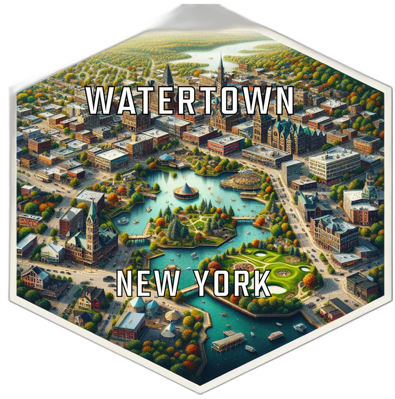 Watertown New York Souvenir Travel Destination Die Cut Hexagon Fridge Magnet 6-Inch