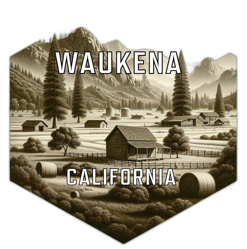 Waukena California Souvenir Travel Destination Die Cut Hexagon Fridge Magnet 6-Inch