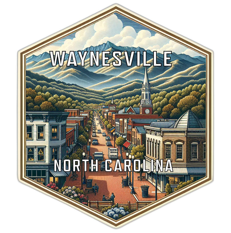 Waynesville North Carolina Souvenir Travel Destination Die Cut Hexagon Fridge Magnet 2-Inch