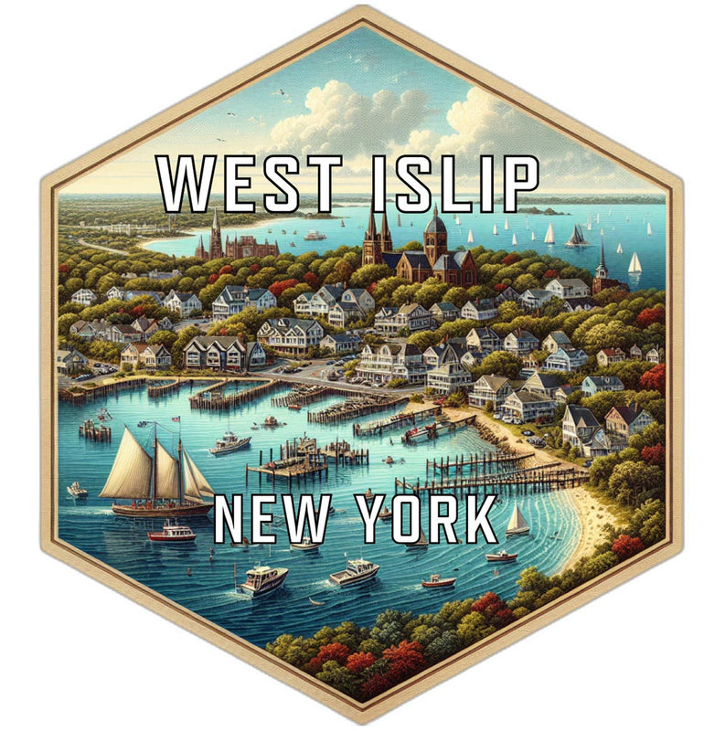 West Islip New York Souvenir Travel Destination Die Cut Hexagon Fridge Magnet 2-Inch