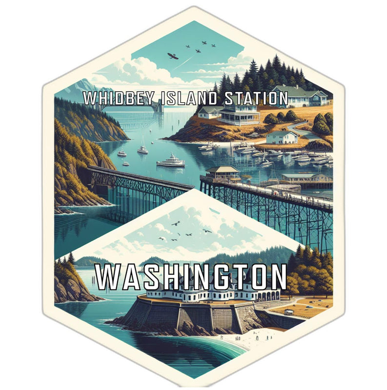 Whidbey Island Station Washington Souvenir Travel Destination Die Cut Hexagon Fridge Magnet 2-Inch