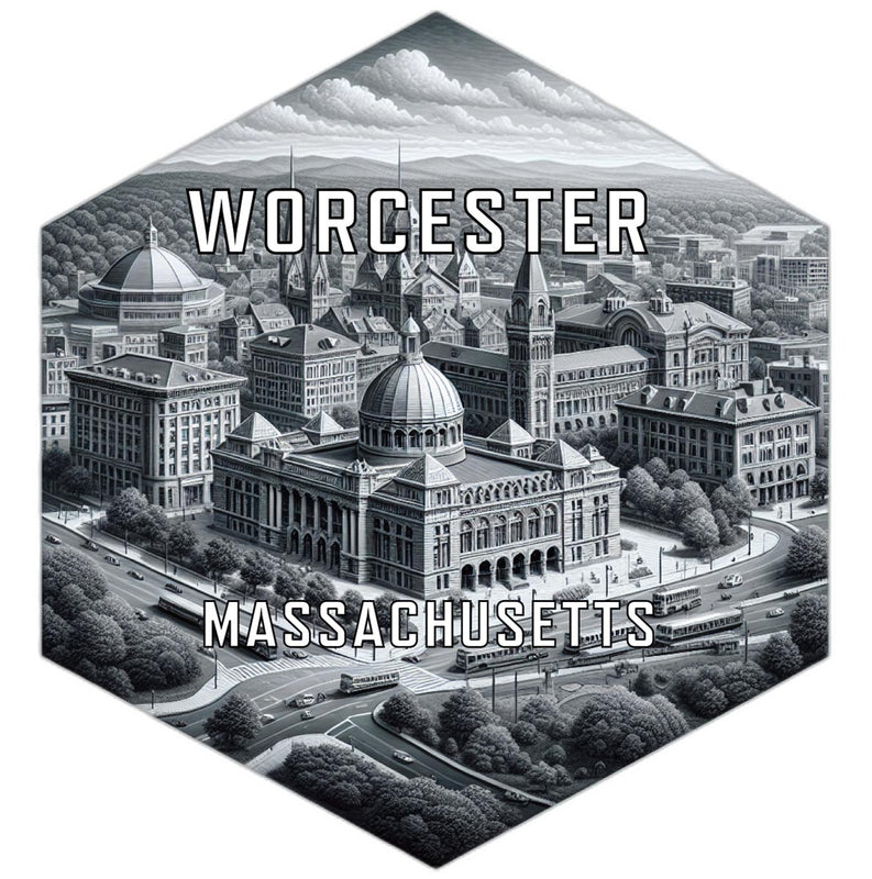 Worcester Massachusetts Souvenir Travel Destination Die Cut Hexagon Fridge Magnet 2-Inch