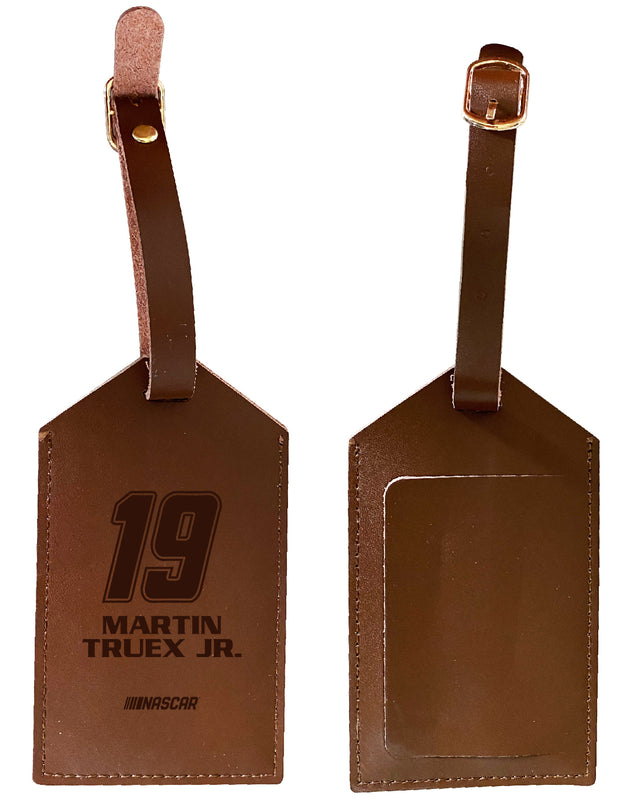Nascar #19 Martin Truex Jr. Leather Luggage Tag Engraved
