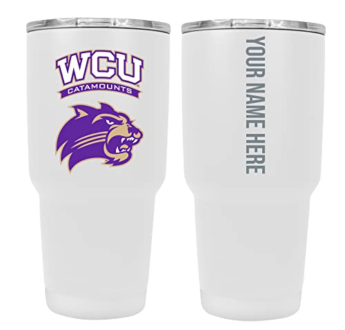 Custom Western Carolina University White Insulated Tumbler - 24oz Engraved Stainless Steel Travel Mug