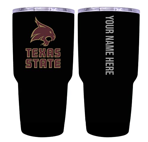 Custom Texas State Bobcats Black Insulated Tumbler - 24oz Engraved Sta  R  & R INC.