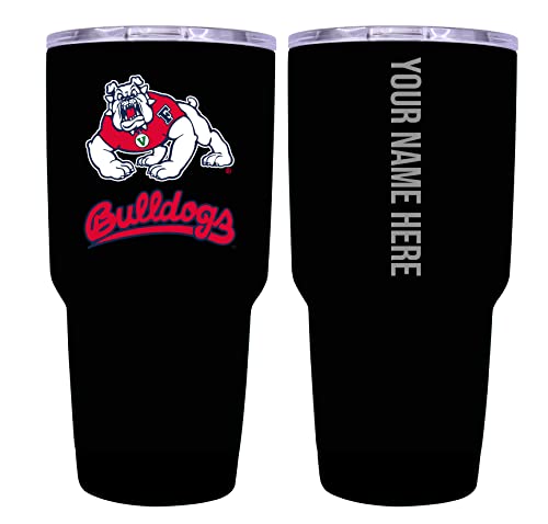 Custom Fresno State Bulldogs Black Insulated Tumbler - 24oz Engraved Stainless Steel Travel Mug