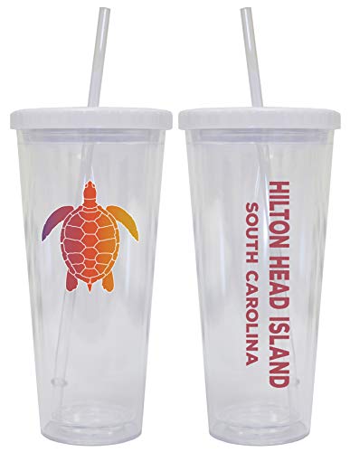 Hilton Head Island South Carolina Souvenir 24 oz Reusable Plastic Tumbler With Straw and Lid