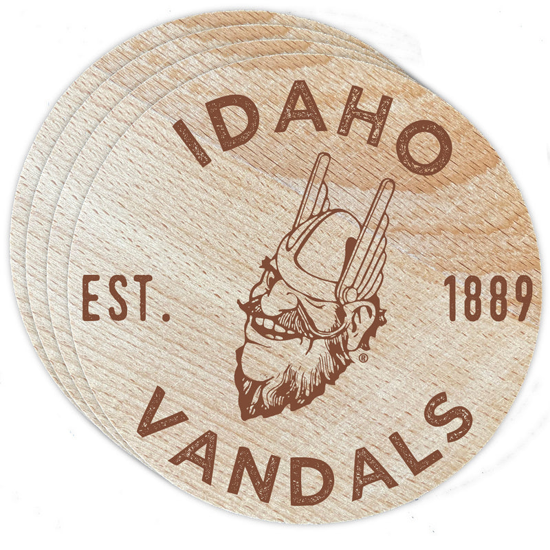 Idaho Vandals Officially Licensed Wood Coasters (4-Pack) - Laser Engraved, Never Fade Design