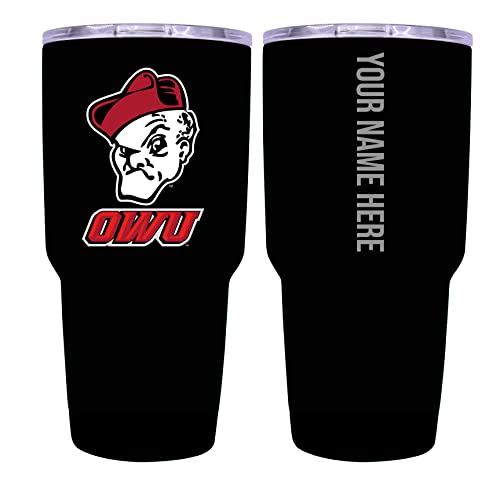 Custom Ohio Wesleyan University Black Insulated Tumbler - 24oz Engraved Stainless Steel Travel Mug