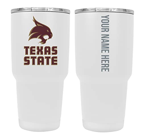 Custom Texas State Bobcats White Insulated Tumbler - 24oz Engraved Stainless Steel Travel Mug