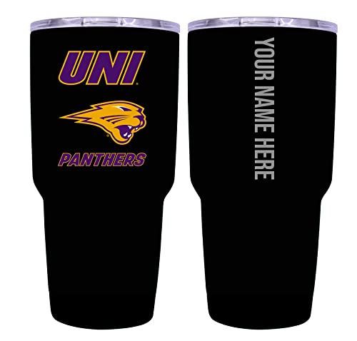 Custom Northern Iowa Panthers Black Insulated Tumbler - 24oz Engraved Stainless Steel Travel Mug