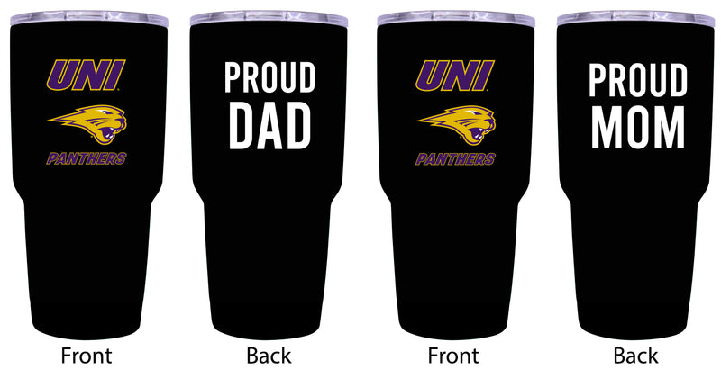 Northern Iowa Panthers Proud Parent 24 oz Insulated Tumblers Set - Black, Mom & Dad Edition