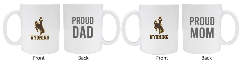 University of Wyoming Proud Mom And Dad White Ceramic Coffee Mug 2 pack (White)
