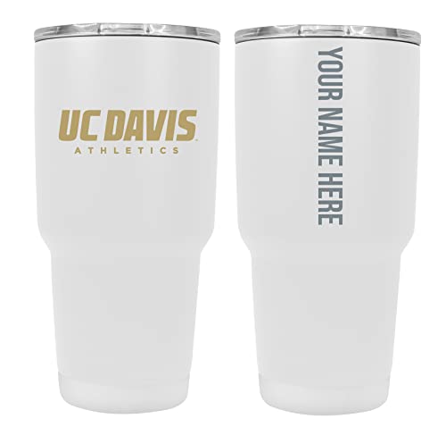 Custom UC Davis Aggies White Insulated Tumbler - 24oz Engraved Stainless Steel Travel Mug