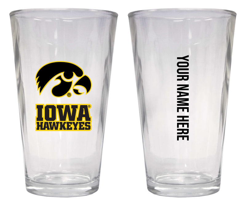 Customizable NCAA Iowa Hawkeyes 16 oz Pint Glass – Perfect Gift Personalized With your own or any fan name