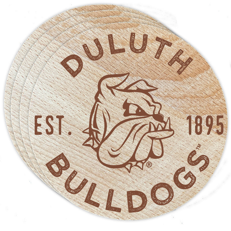 Minnesota Duluth Bulldogs Officially Licensed Wood Coasters (4-Pack) - Laser Engraved, Never Fade Design