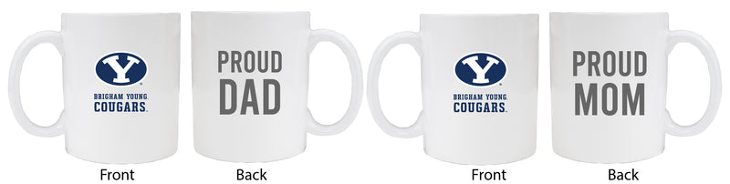 Brigham Young Cougars Proud Mom And Dad White Ceramic Coffee Mug 2 pack (White)