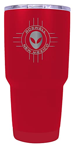 Roswell New Mexico UFO Alien I Believe Souvenir Laser Engraved 24 Oz Insulated Stainless Steel Tumbler Red