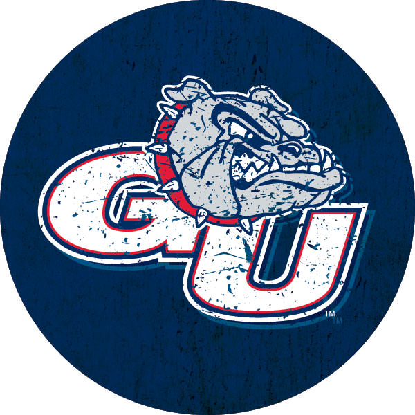 Gonzaga Bulldogs Round 4-Inch Distressed Wood Grain NCAA Vinyl Decal Sticker for Fans, Students, and Alumni