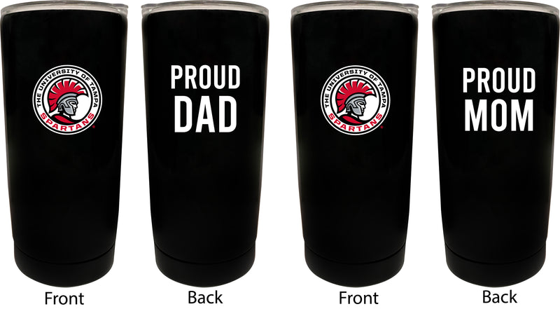 University of Tampa Spartans NCAA Insulated Tumbler - 16oz Stainless Steel Travel Mug Proud Mom and Dad Design Black