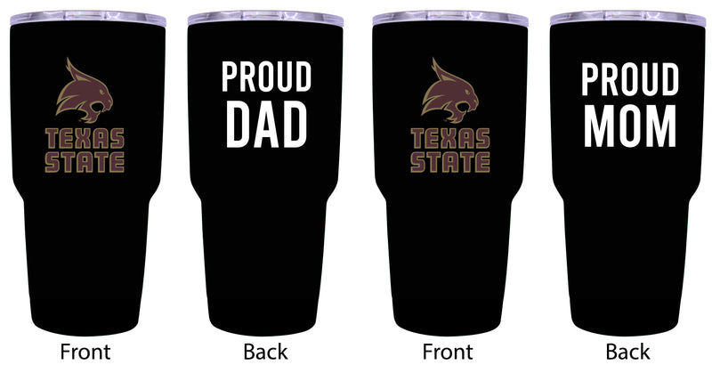Texas State Bobcats Proud Parent 24 oz Insulated Tumblers Set - Black, Mom & Dad Edition