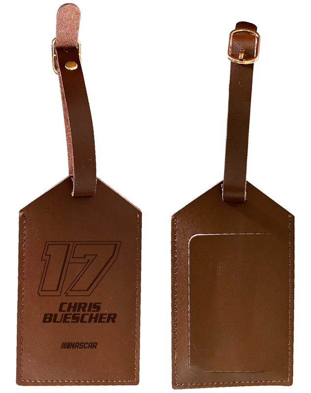 Nascar #17 Chris Buescher Leather Luggage Tag Engraved
