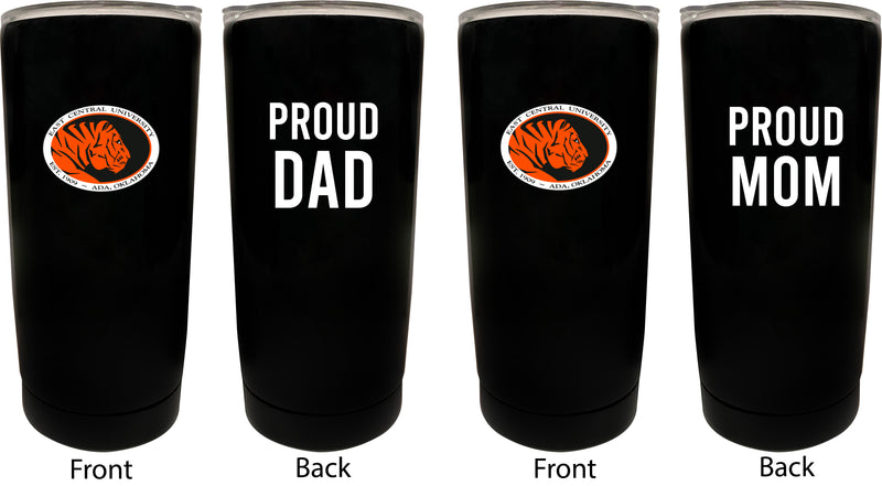 East Central University Tigers NCAA Insulated Tumbler - 16oz Stainless Steel Travel Mug Proud Mom and Dad Design Black