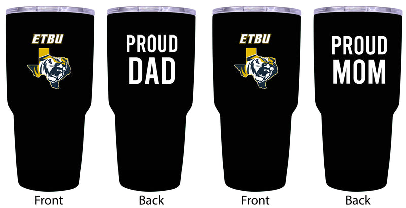 East Texas Baptist University Proud Parent 24 oz Insulated Tumblers Set - Black, Mom & Dad Edition
