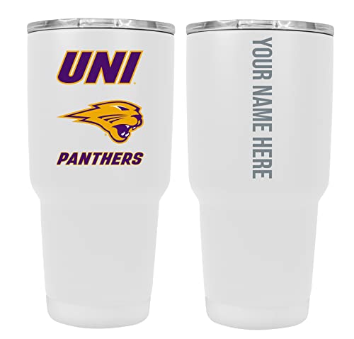Custom Northern Iowa Panthers White Insulated Tumbler - 24oz Engraved Stainless Steel Travel Mug