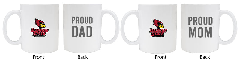 Illinois State Redbirds Proud Mom And Dad White Ceramic Coffee Mug 2 pack (White)