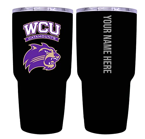 Custom Western Carolina University Black Insulated Tumbler - 24oz Engraved Stainless Steel Travel Mug