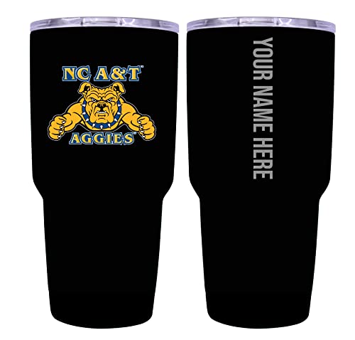 Custom North Carolina A&T State Aggies Black Insulated Tumbler - 24oz Engraved Stainless Steel Travel Mug