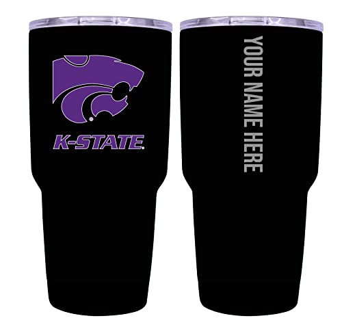 Custom Kansas State Wildcats Black Insulated Tumbler - 24oz Engraved Stainless Steel Travel Mug